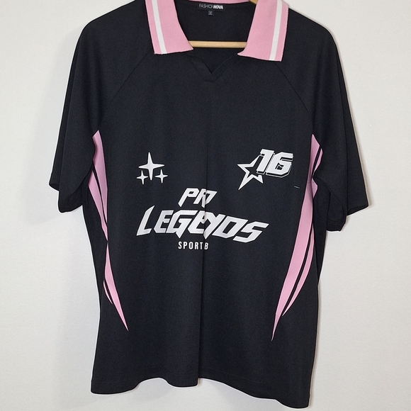 NWOT FASHION NOVA BUNDLE Black and Pink Polo with White and Maroon Jersey - Picture 3 of 16
